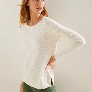 LOFT Textured Stripe Drop Shoulder Sweater